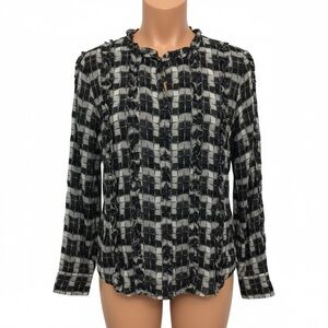 Akris Punto Long Sleeve‎ Ruffles Crew Neck Top Blouse Size 8